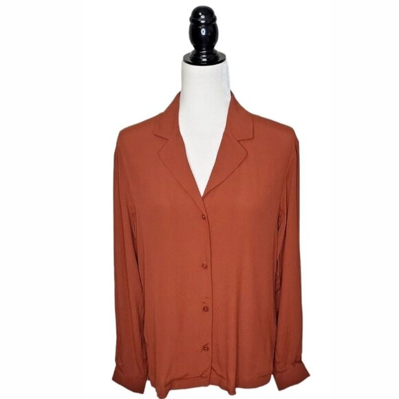 Frank And Oak Women's Size XS Long Sleeve Camp Collar Blouse - Picture 3 of 9